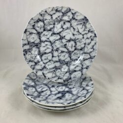 Black & White Transferware 'Marble' Ironstone Plates - S/4